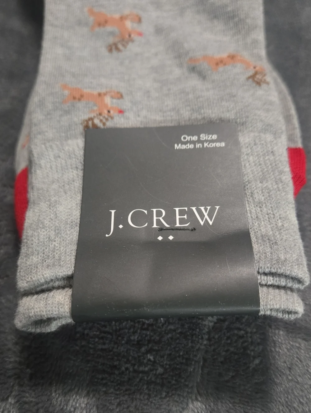 J. Crew Rudolph Reindeer Socks Red And Gray One Size